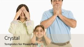  Presentation with hear - Slides enhanced with family doing hear no evil background and a soft green colored foreground