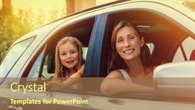  Presentation with summer - Cool new theme with family-drivin-in-summer-vacations backdrop and a tawny brown colored foreground
