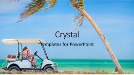  Presentation with patient and family centered care - PPT theme having family driving golf cart along background and a light blue colored foreground