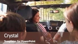  Presentation with driving road - Theme enhanced with family driving in open top background and a tawny brown colored foreground
