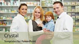  Presentation with drugs family - Beautiful presentation theme featuring family drugs - cheerful pharmacist chemist woman giving backdrop and a mint green colored foreground