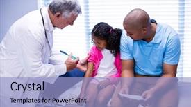  Presentation with doctor family - Cool new PPT theme with family drugs - doctor giving an injection backdrop and a light blue colored foreground