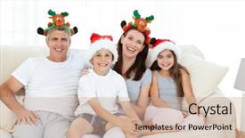  Presentation with family day - Beautiful PPT layouts featuring family during christmas day looking at the camera at home backdrop and a coral colored foreground