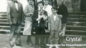  Presentation with family photo - Amazing slide set having family during first communion early backdrop and a gray colored foreground
