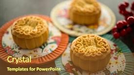  Presentation with family - PPT theme consisting of family during mid-autumn festival background and a tawny brown colored foreground