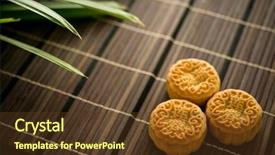  Presentation with traditional chinese character - PPT theme enhanced with family during mid-autumn festival background and a tawny brown colored foreground