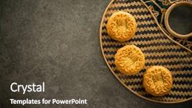  Presentation with traditional chinese character - Theme with family during mid-autumn background and a tawny brown colored foreground