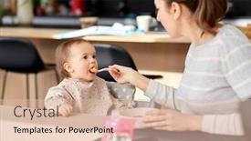  Presentation with baby sitting - Slide set enhanced with family-eating-and-people-concept background and a lemonade colored foreground