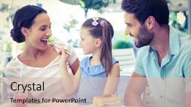  Presentation with restaurant family - PPT layouts featuring family eating at the restaurant background and a lemonade colored foreground