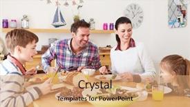  Presentation with family 3 - Cool new PPT theme with family eating lunch at kitchen backdrop and a  colored foreground