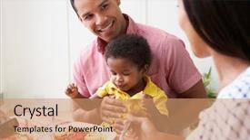  Presentation with eating - Colorful presentation theme enhanced with family eating meal together backdrop and a coral colored foreground