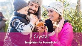  Presentation with market food - Slide set with family-eating-sweet-food background and a purple colored foreground