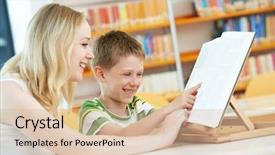  Presentation with family reading - PPT theme consisting of family education mother woman background and a  colored foreground