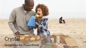  Presentation with bbq - Audience pleasing theme consisting of family enjoying barbeque on beach backdrop and a coral colored foreground