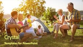  Presentation with camping - Cool new PPT layouts with family enjoying camping holiday backdrop and a tawny brown colored foreground