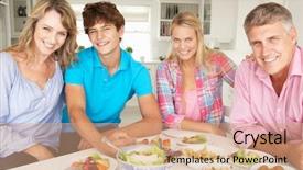  Presentation with home black family - Audience pleasing slides consisting of family enjoying meal at home backdrop and a coral colored foreground