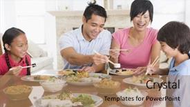  Presentation with thank you family - Theme consisting of family enjoying meal mealtime together background and a coral colored foreground