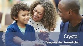  Presentation with snack - Audience pleasing PPT theme consisting of family enjoying snack in caf backdrop and a ocean colored foreground