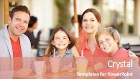  Presentation with snack - Slide deck enhanced with family enjoying snack in caf background and a coral colored foreground