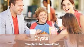  Presentation with snack - Slides having family enjoying snack in caf background and a coral colored foreground