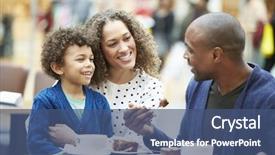  Presentation with snack - Presentation theme with family enjoying snack in caf background and a ocean colored foreground