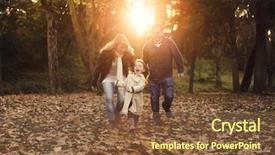  Presentation with fall season - Colorful slide set enhanced with family enjoying the fall season backdrop and a tawny brown colored foreground
