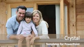  Presentation with log cabin - Theme consisting of family enjoying vacation in log background and a  colored foreground