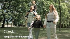  Presentation with walk - Theme featuring family enjoys a walk in the city park background and a tawny brown colored foreground