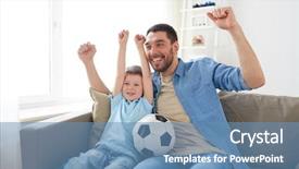  Presentation with entertainment - Beautiful PPT theme featuring family entertainment sport and people backdrop and a teal colored foreground