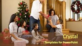  Presentation with gifs christmas - Beautiful presentation theme featuring family exchanging gifts at christmas backdrop and a tawny brown colored foreground