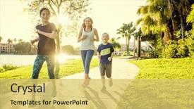  Presentation with family planning medical - Beautiful slides featuring family exercising and jogging together backdrop and a yellow colored foreground