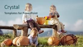  Presentation with cute math for kids - PPT theme featuring family farm - cute kids having fun background and a light blue colored foreground