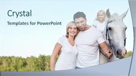  Presentation with horse child - Beautiful theme featuring family farm - parents and child backdrop and a sky blue colored foreground