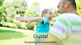  Presentation with happines - PPT theme featuring family father and son have fun at park on summer season and representing happines concept background and a blonde colored foreground