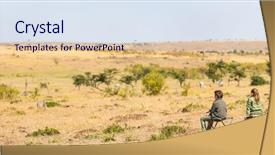  Presentation with safari - Cool new slides with family father kids african safari vacation enjoying bush breakfast view backdrop and a sky blue colored foreground