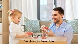  Presentation with tea party - Colorful slide set enhanced with family-fatherhood-and-childhood-concept backdrop and a coral colored foreground