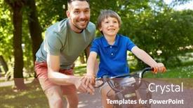  Presentation with teaching - Amazing PPT layouts having family-fatherhood-and-leisure-concept backdrop and a coral colored foreground