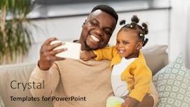  Presentation with african american baby - Colorful slide set enhanced with family-fatherhood-and-people-concept backdrop and a coral colored foreground
