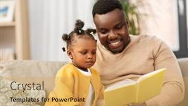  Presentation with african american baby - Amazing slide set having family-fatherhood-and-people-concept backdrop and a yellow colored foreground