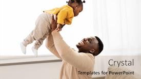  Presentation with african american baby - Beautiful presentation design featuring family-fatherhood-and-people-concept backdrop and a coral colored foreground