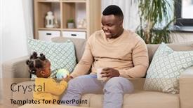  Presentation with african american baby - Beautiful presentation theme featuring family-fatherhood-and-people-concept backdrop and a coral colored foreground