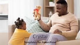  Presentation with african american baby - Audience pleasing theme consisting of family-fatherhood-and-people-concept backdrop and a coral colored foreground