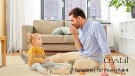  Presentation with baby blocks - Audience pleasing PPT theme consisting of family-fatherhood-and-people-concept backdrop and a coral colored foreground
