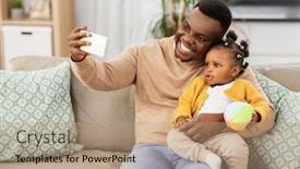  Presentation with african american baby - PPT layouts featuring family-fatherhood-and-people-concept background and a coral colored foreground