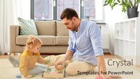  Presentation with baby blocks - PPT layouts with family-fatherhood-and-people-concept background and a soft green colored foreground