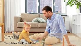  Presentation with baby blocks - Cool new PPT theme with family-fatherhood-and-people-concept backdrop and a coral colored foreground
