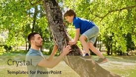  Presentation with family tree - Colorful PPT theme enhanced with family-fatherhood-and-people-concept backdrop and a yellow colored foreground