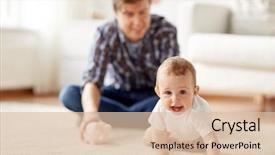  Presentation with happy baby - PPT theme enhanced with family fatherhood finances and parenthood background and a lemonade colored foreground