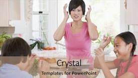  Presentation with breakfast children - Slides consisting of family fighting - children play fight while having background and a coral colored foreground