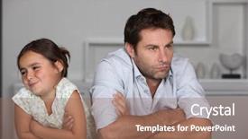  Presentation with daughter - PPT theme enhanced with family fighting - father and daughter background and a coral colored foreground